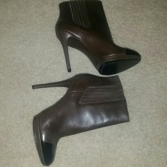 BRIAN Atwood BROWN NWT BLACK TIP REAL leather platform booties - Picture 4 of 4